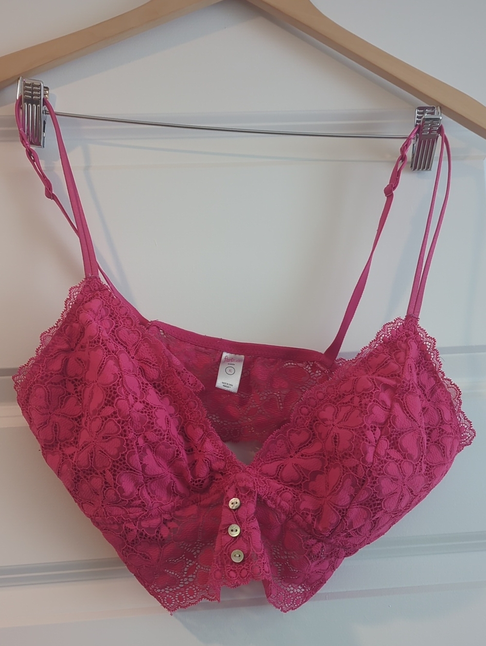 flirtitude Fuchsia Pink Lace Bralette Cami P2P 18 L16 - (No Pads May Add)